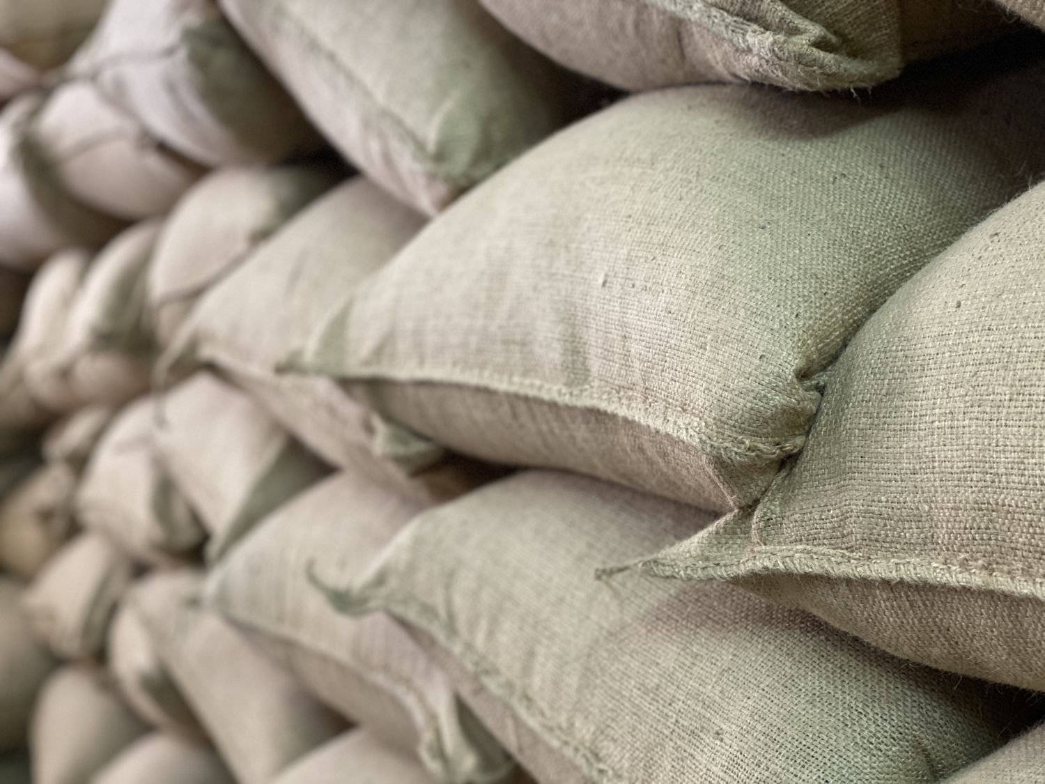 closeup of sandbags